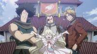 Ilustración de Mavis Vermilion y los fundadores de Fairy Tail