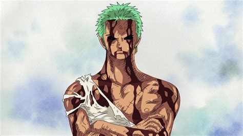 Roronoa Zoro recibiendo el dolor de Luffy de Bartholomew Kuma