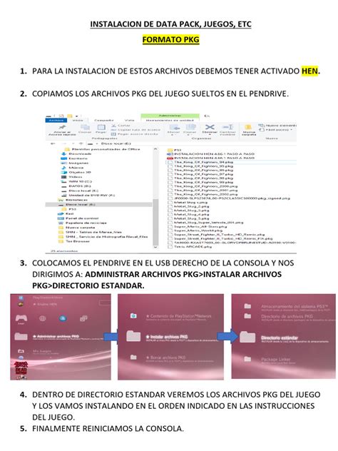 Interfaz de instalación de archivos PKG en PS3