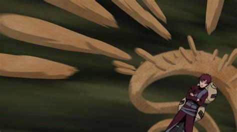 Gaara usando su técnica Disparos Sucesivos: Llovizna de Arena