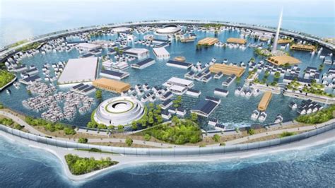 Representación artística de Sky Palace, una ciudad flotante con arquitectura etérea y habitantes alados.