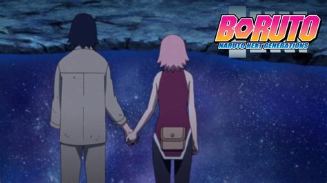 Sakura y Sasuke compartiendo un momento íntimo junto a una fuente