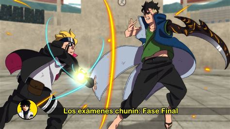 Boruto siendo descalificado en los exámenes Chunin