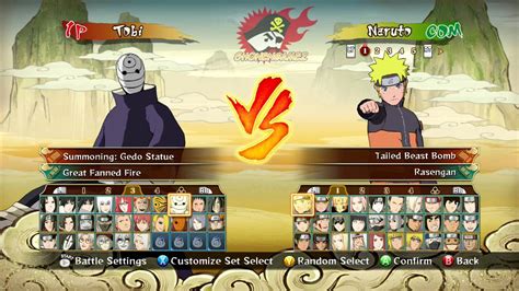 Comparativa de personajes de Naruto Shippuden Ultimate Ninja Storm