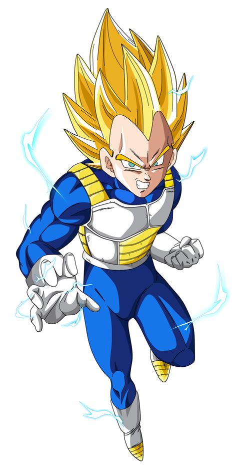 Ilustración de Vegeta transformándose en Super Saiyajin