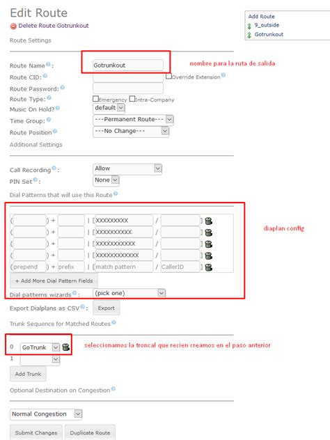 Configuración de rutas de salida en Issabel
