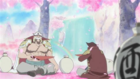 Gol D. Roger y Barbablanca compartiendo sake