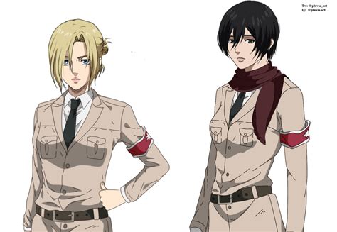 Ilustración de Mikasa y Annie de 