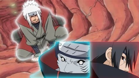 Jiraiya enfrentándose a Itachi y Kisame