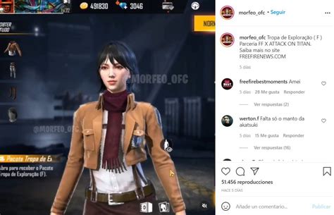 Skins de Levi y Mikasa en Free Fire