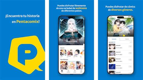 Interfaz de la aplicación Pentacomix mostrando webtoons populares