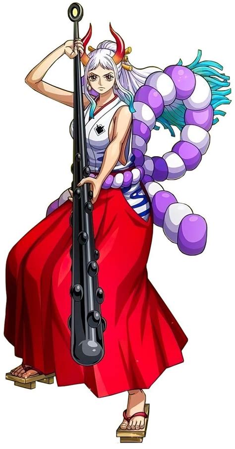 Yamato con su característico cabello blanco y cuernos rojos