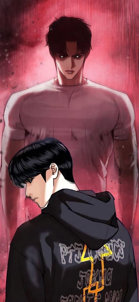 Representación de Park Hyung Seok en sus dos cuerpos, uno obeso y otro atlético.