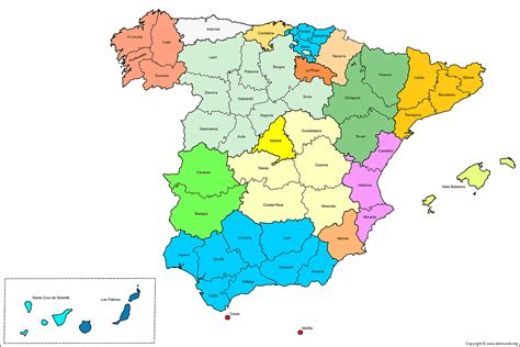 Mapa de España con federaciones de artes marciales