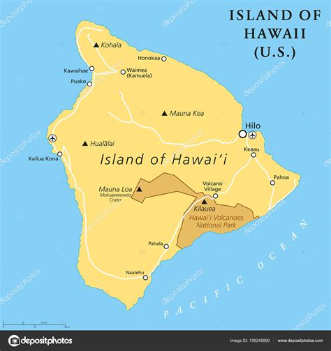 Mapa de Hawái resaltando la Isla de Hawái
