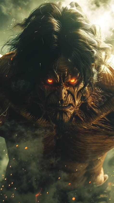 Ilustración de Eren Jager enfrentando a un titán