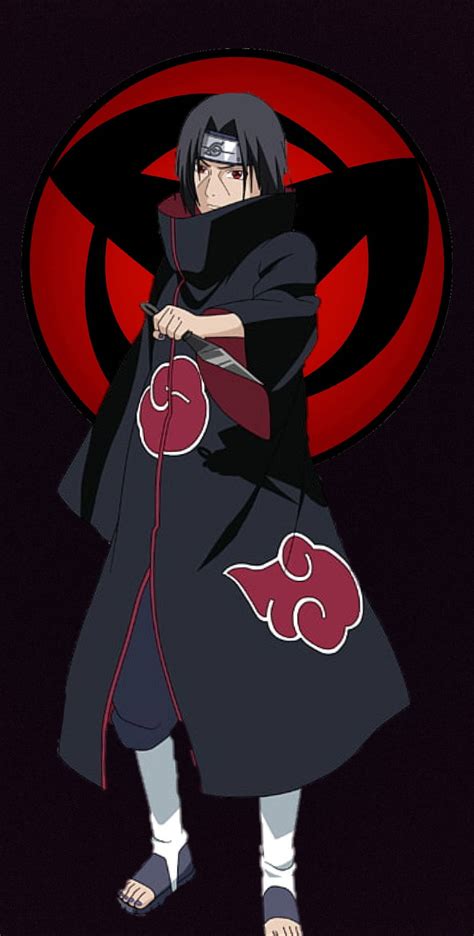 Dibujo de Itachi Uchiha con su vestimenta de Akatsuki