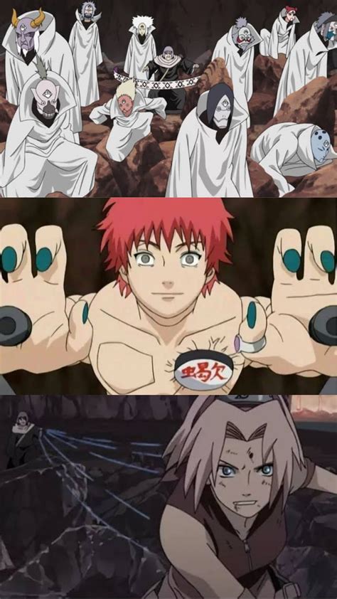 Chiyo manipulando a Sakura durante la batalla contra Sasori