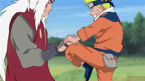 Jiraiya entrenando a Naruto