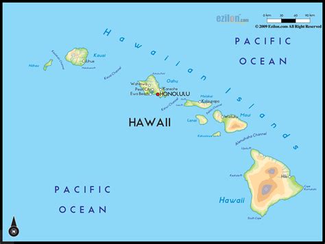 Mapa del Archipiélago de Hawái