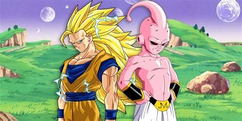 Goku usando Super Saiyan 3 contra Majin Buu
