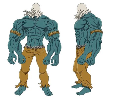 Ilustración de Drole, el gigante de Nanatsu no Taizai, mostrando sus cuatro brazos y su imponente físico.