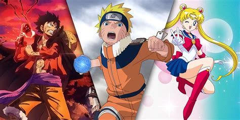 Montaje de personajes icónicos del manga: Naruto, Luffy, Sailor Moon