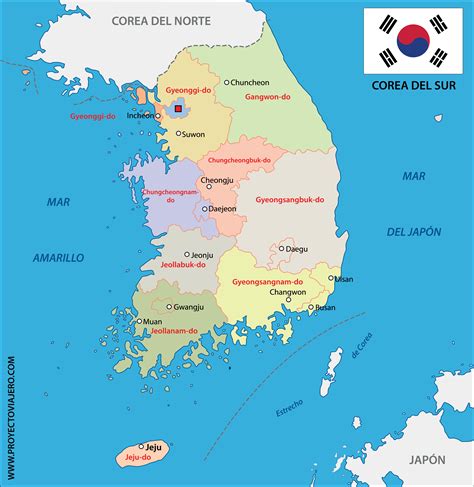 Mapa de Corea del Sur con indicadores de salarios promedio por región