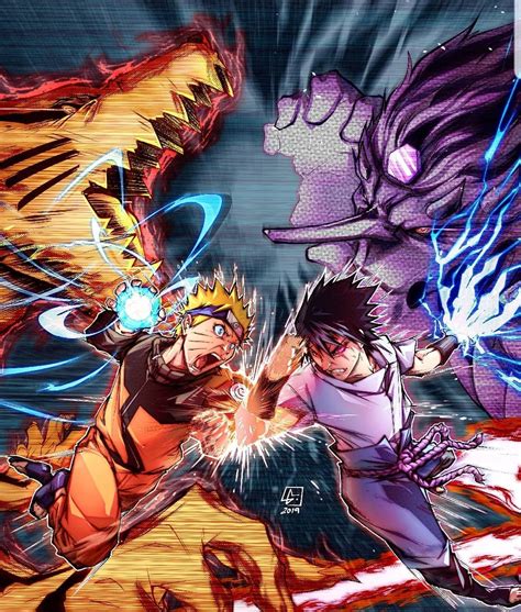 Ilustración de Naruto vs Sasuke