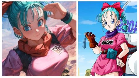 Esquema de evolución del personaje Bulma en Dragon Ball