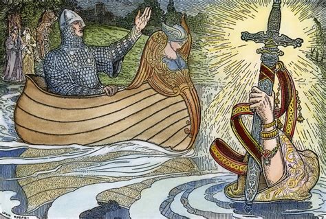 Ilustración de Arturo y Excalibur