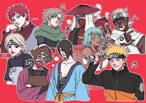 Ilustración de varios Jinchuriki