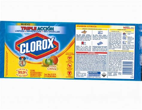 Etiqueta de producto Clorox con instrucciones de seguridad