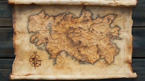 Mapa de un reino ficticio con puntos de interés