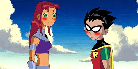 Starfire y Robin compartiendo un momento