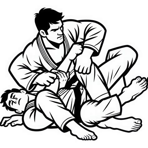 Ilustración de un luchador de jiu jitsu aplicando una sumisión