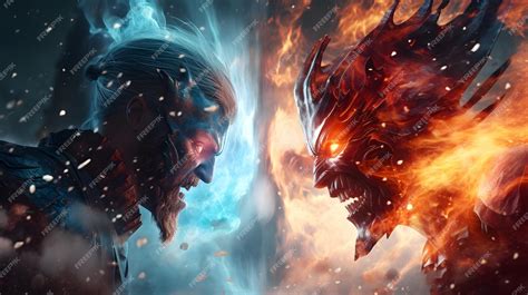 Explosión de hielo y fuego durante la batalla