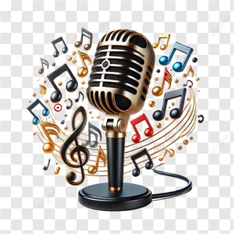 Ilustración de un micrófono antiguo con notas musicales