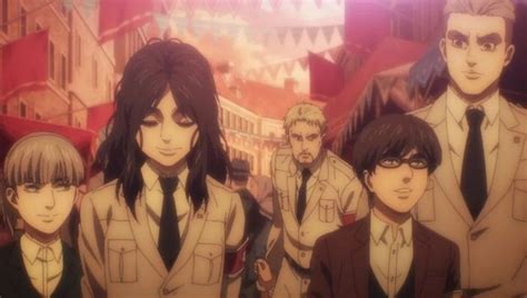 Personajes de Shingeki no Kyojin observando un coche por primera vez