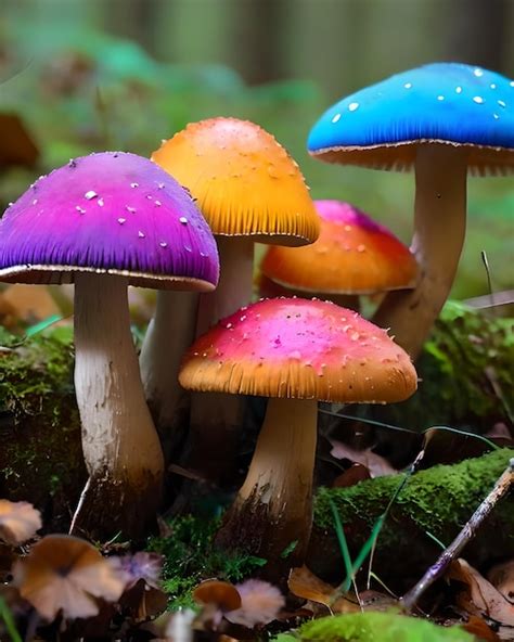 Hongos extraños y coloridos