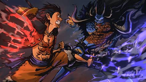 Luffy enfrentándose a Kaido
