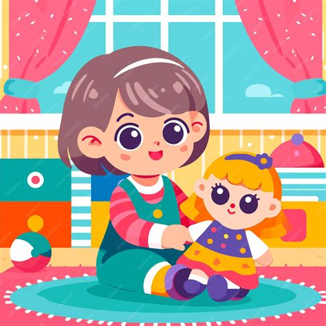 Ilustración de una niña gigante, Linlin, jugando con animales en una celda
