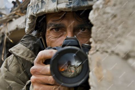Fotógrafo de guerra en acción