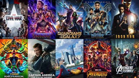 Montaje de pósters de películas del Universo Cinematográfico de Marvel