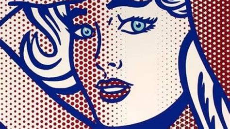 Rostro femenino pintado al estilo de Roy Lichtenstein con puntos Ben-Day