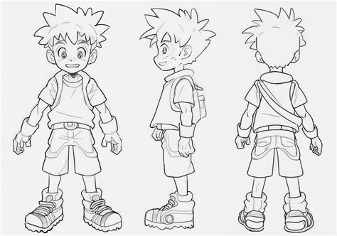 Diseño de personaje de cómic con ficha de modelo