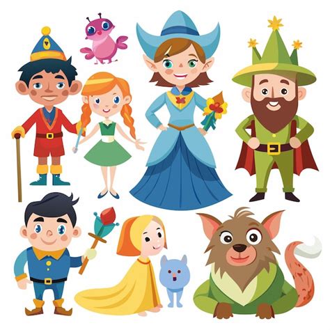 Ilustración de un grupo de personajes diversos (animales, humanos, míticos)