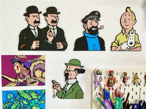 Ilustración de Tintín, Milú, Capitán Haddock y Profesor Calculus