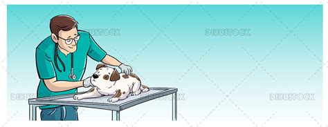 Ilustración de un veterinario atendiendo a un perro