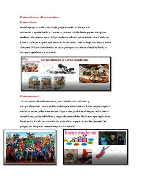 Comparativa Héroe Clásico vs. Superhéroe